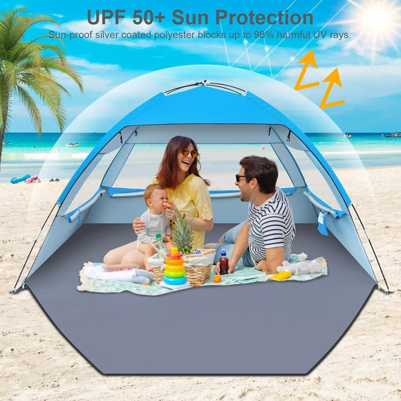 Gorich Other - Gorich Beach Tent, Beach Shade Tent for 3/4 Person with UPF 50+ UV...